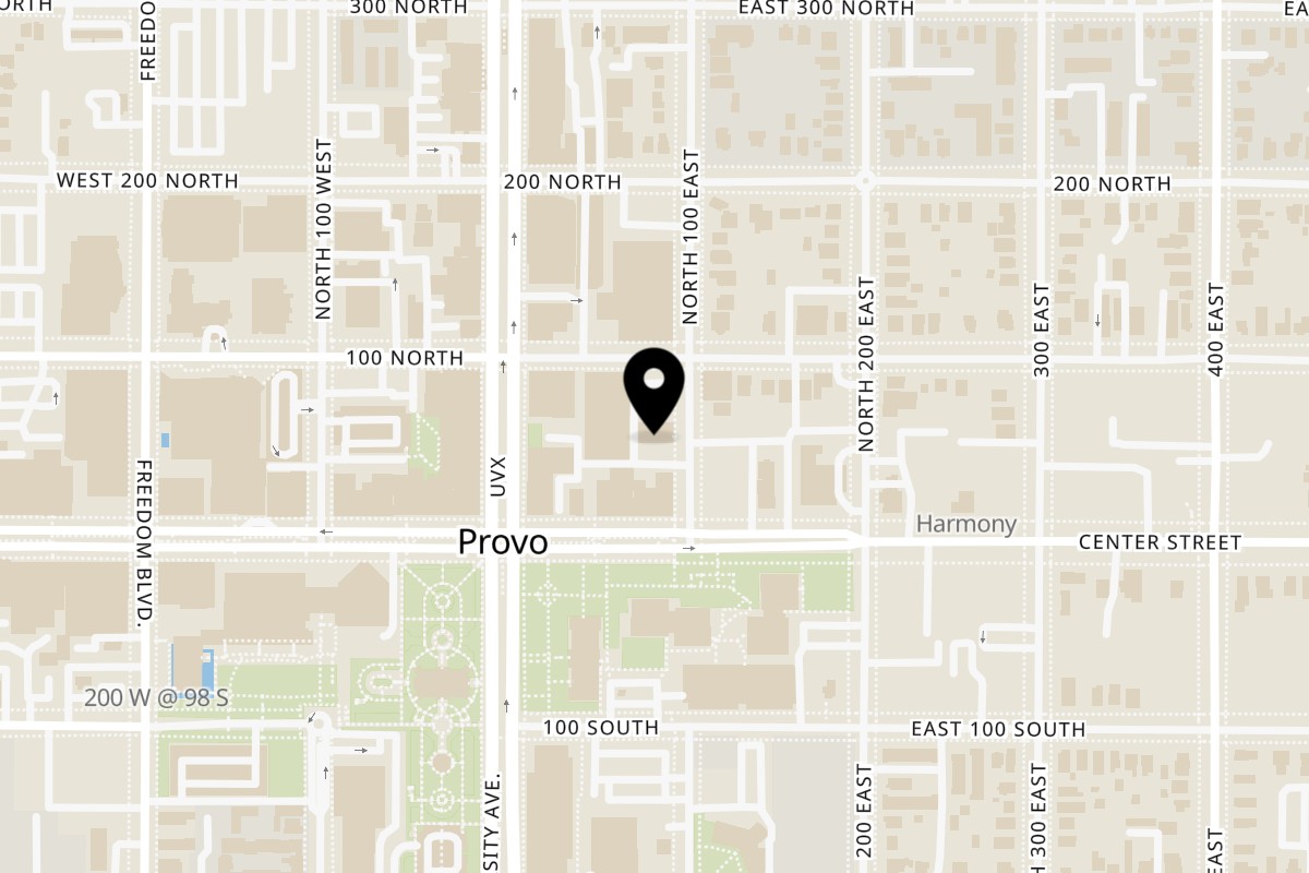 Map showing the location of La Dolce Vita Ristorante Italiano on 61 N 100 E in Provo